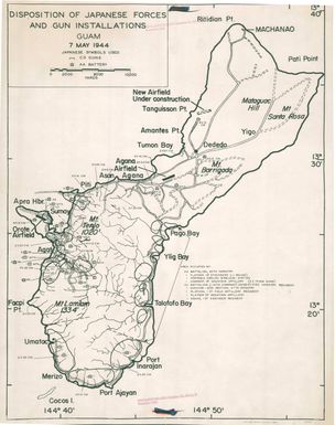 Guam: Disposition of Japanese Forces and Gun Installations