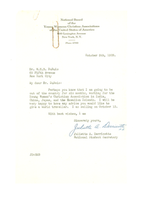 Letter from Y.W.C.A. National Board to W. E. B. Du Bois