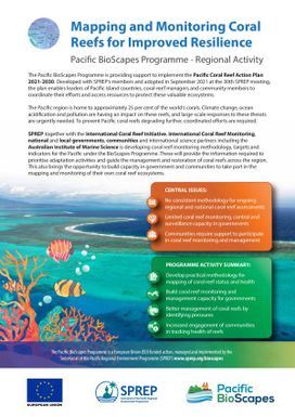 Mapping and Monitoring Coral reefs for Improved Resiliecne - Pacific BioScapes Programme - Regional Activity