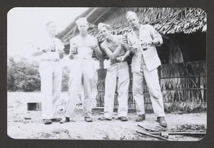 [Four Men in Front of Hut, #1]
