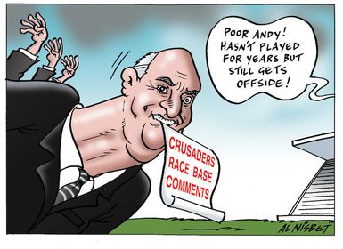 Crusaders race base comments "Poor Andy! Hasn't played for years but still gets offside!" 29 May 2010