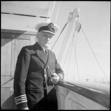 Portrait of Burns Philp Captain Tschwann on board a Burns Philp ship, New Guinea, ca. 1936, 2 / Sarah Chinnery