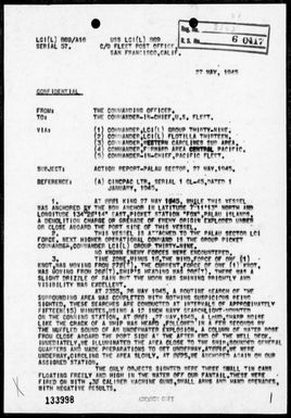 LCI(L)-869 - Rep of action in the Palau Islands, 5/27/45