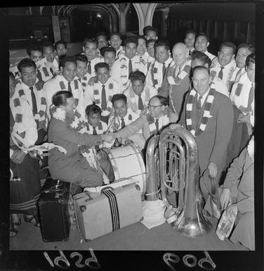 The Ponsonby Samoan band, with instruments and luggage