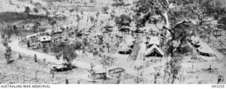 NO 3 MEDICAL RECEIVING STATION, PORT MORESBY, 1942-11, SHOWING (1) SURGICAL WARDS; (2) X-RAY; (3) OPERATING THEATRE; (4) MEDICAL WARDS; (5) POWER TENDER; (6) ADMITTING AND OUTPATIENTS; (7) ..