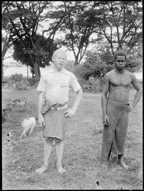 Two men in Chinnery's garden, Malaguna Road, Rabaul, New Guinea, ca. 1935 / Sarah Chinnery