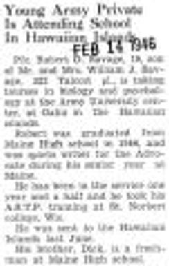 Young Army Private Is Attending School in Hawaiian Islands