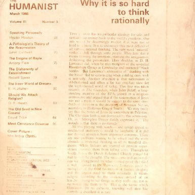 Editorial 'Why is it so hard to think rationally?' and  article 'A pathologist's theory of the resurrection' by Janet Caldwell