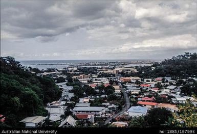 French Polynesia - aerial view of town