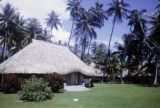 French Polynesia, thatched-roofed house on Moorea Island