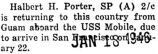 Porter was aboard the USS Mobile from Guam to the United States