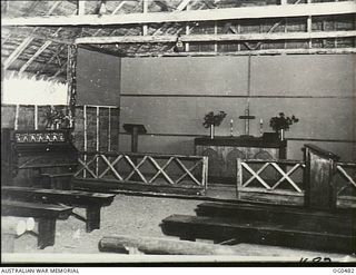 NEW GUINEA. C. 1944. THE INTERIOR OF A RAAF CHURCH IN THE AREA