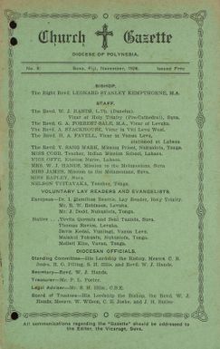 Church Gazette, Polynesia: November 1926