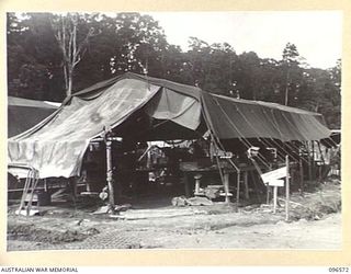 TOKO, SOUTH BOUGAINVILLE. 1945-08-30. CARPENTER AND TEXTILE SHED AT 129 INFANTRY BRIGADE WORKSHOP
