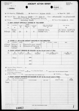 VMSB-331 - ACA Reps Nos 198-200 – Air opers against the Marshall Islands, 1/14-20/45