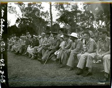 American Officers, as Well as French Officials and Their Families, Watch Fourth of July Celebration Put on By French Native Soldiers in New Caledonia, in Honor of American Troops Stationed Here