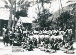 Group listening to gramophone, Mailu, Papua New Guinea, ca.1910-1920