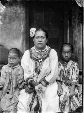 Woman and two children