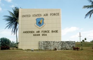 A view of the sign at the base's front gate