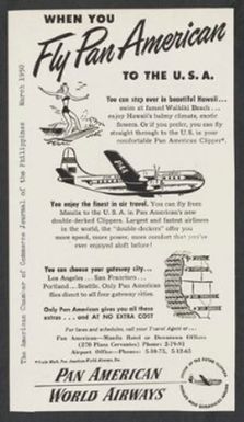 WHEN YOU Fly Pan American TO THE U.S.A.