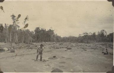 Hot ash flows from Mt Lamington in the bed of Amboga River near Sangara Plantation, January 1951 / Albert Speer