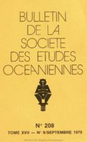 Bulletin de la Société des Études Océaniennes numéro 208