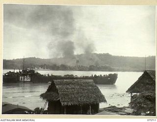 LANGEMAK BAY, NEW GUINEA. 1944-08-21. LOOKING ACROSS THE BAY WITH THE RAN DEPOT IN THE FOREGROUND