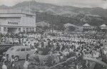 Crowd gathered to welcome the Director of the PEMS, M. Bonzon, on 29th June 1956