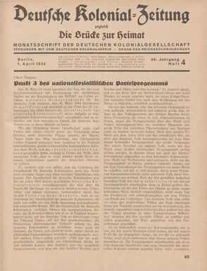 Deutsche Kolonial-Zeitung, 46. Jg. 1. April 1934, Heft 4.