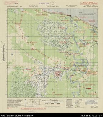 Papua New Guinea, Northeast New Guinea, Nubia West - overprint, 1 Inch series, Sheet B55/1, 615, 1943, 1:63 360