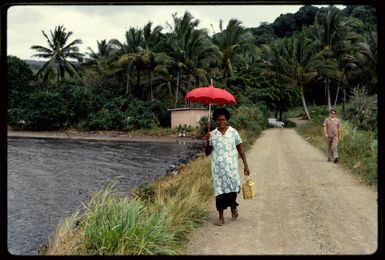 Lady with parasol, Fiji, 1971