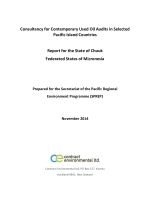 Consultancy for Contemporary Used Oil Audits in Selected Pacific Island Countries : report for the State of Chuuk, Federated States of Micronesia.