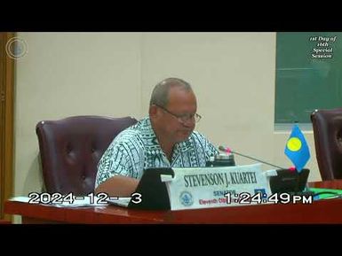 Palau National Congress | 11th OEK, The Senate 1st Day of 16th Special Session