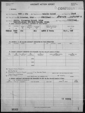 VMTB-134 - ACA Form Reps Nos 134-2 & 134-3- Rep of Bombing & Strafing Targets in the Palau Is, on 11/10 & 11/44