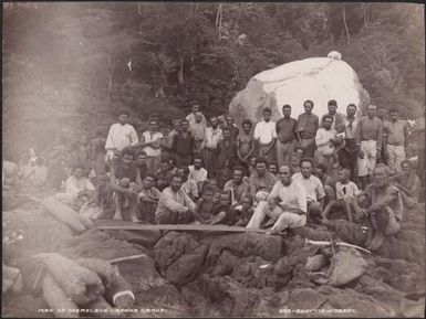 Men and boys of Merelava on the landing rock, Banks Islands, 1906 / J.W. Beattie