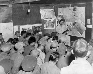 Royal New Zealand Air Force briefing before an air strike, Guadalcanal, Solomon Islands, during World War II