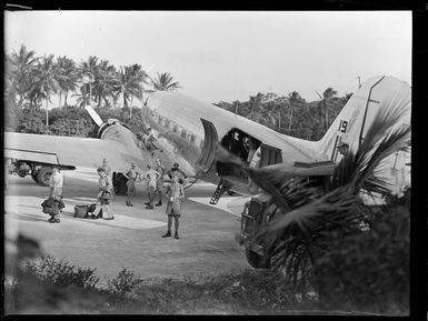 Loading of a C47 transport aircraft at Pallikulo airfield, Espiritu Santo, Vanuatu