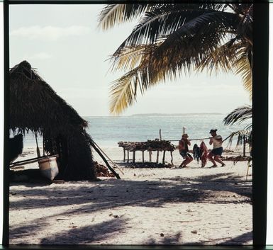 Fishermen returned to Palmerston Islet with their catch from a day’s fishing outside the reef