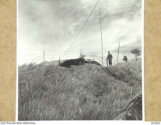 DUMPU, NEW GUINEA. 1944-01-11. THE W/T TRANSMITTING STATION AND THE AERIAL ARRANGEMENT OF THE 109TH TRANSMITTING STATION, 7TH DIVISION SIGNALS