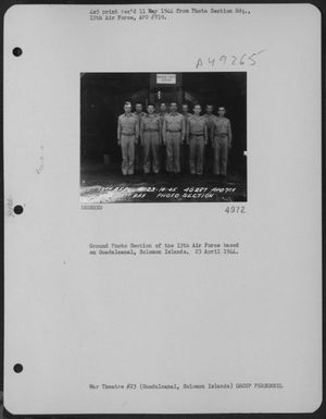 Ground Photo Section Of The 13Th Air Force Based On Guadalcanal, Solomon Islands. 23 April 1944. (U.S. Air Force Number 3A49265)