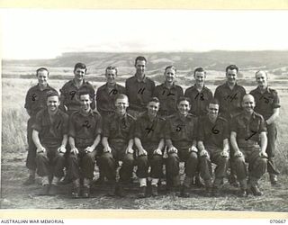 DALLMAN RIVER, NEW GUINEA, 1944-02-25. MEMBERS OF THE 231ST LIGHT AID DETACHMENT ATTACHED TO THE 5TH DIVISION. IDENTIFIED PERSONNEL ARE: VX147400 CRAFTSMAN R.F. DUNCAN (1); VX147281 LANCE-CORPORAL ..