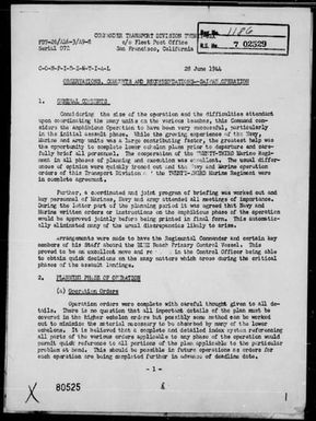 COMTRANSDIV 26 - Rep of Observations, Comments and Recommendations on the Invasion and Occupation of Saipan Island, Marianas