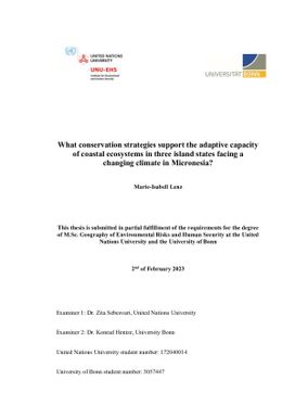 What Conservation Strategies support the Adaptive Capacity of Coastal Ecosystems in three island states facing a changing climate in Micronesia?