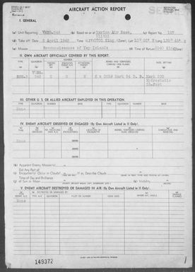 VMSB-245 - ACA Reports Nos 197 & 208 - Air operations against the Yap Area, Carolines and Emidj Island Jaluit Atoll, Marshalls, 4/8-17/45