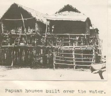 Papuan houses built over the water, Port Moresby, Papua New Guinea.