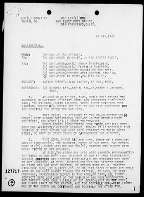 LCI(L)-869 - Report of action with enemy swimmers in Yoo Passage, Palau Islands, 5/13/45