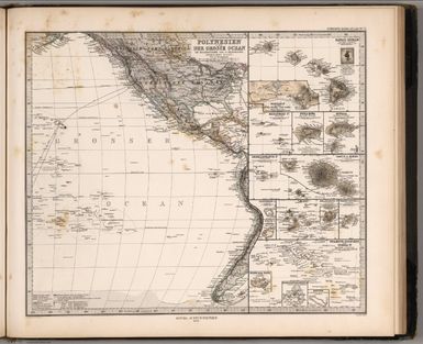 Stieler's Hand-Atlas No. 77. Polynesien und Der Grosse Ocean (Ostliches Blatt). (insets) Various Pacific Islands.