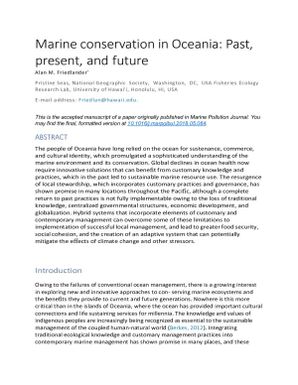 Marine conservation in Oceania: Past, present, and future.