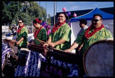 Cook Islands drumming team at the Pasifika Festival, Western Springs