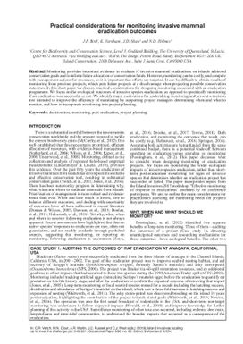 Practical considerations for monitoring invasive mammal eradication outcomes